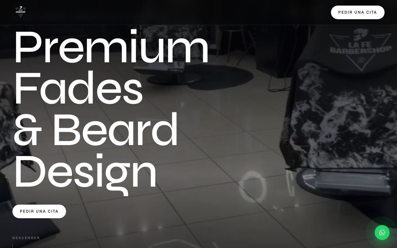Vista previa del sitio La Fe Barbershop — fades premium y diseño de barba en Hialeah